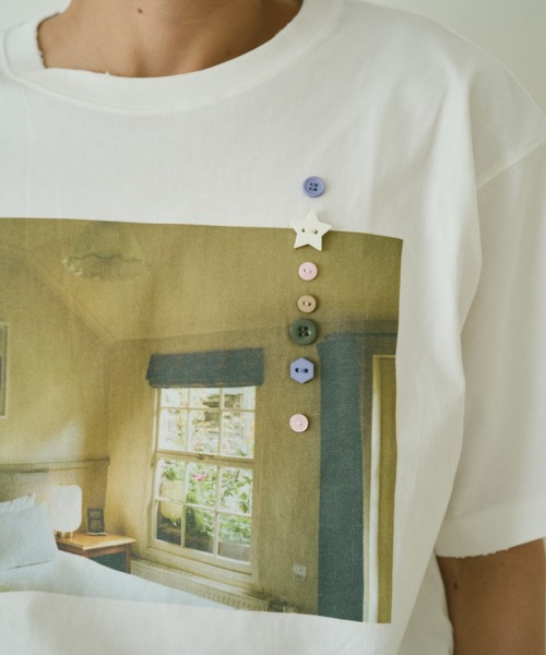 common gull products.(コモンガルプロダクツ)の「彼女が見た気配のボタンTシャツ(Tシャツ/カットソー・レディース・ホワイト系/ホワイト系1/ホワイト系2・SMALL/MEDIUM/LARGE)」の18枚目の写真