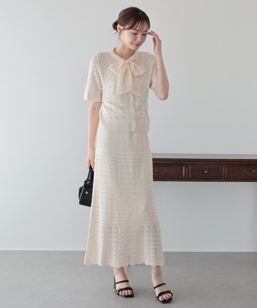 BLUEEAST(ブルーイースト)の「クロシェニットセットアップ(ワンピース・レディース・ベージュ/ブラック・MEDIUM/LARGE)」の5枚目の写真