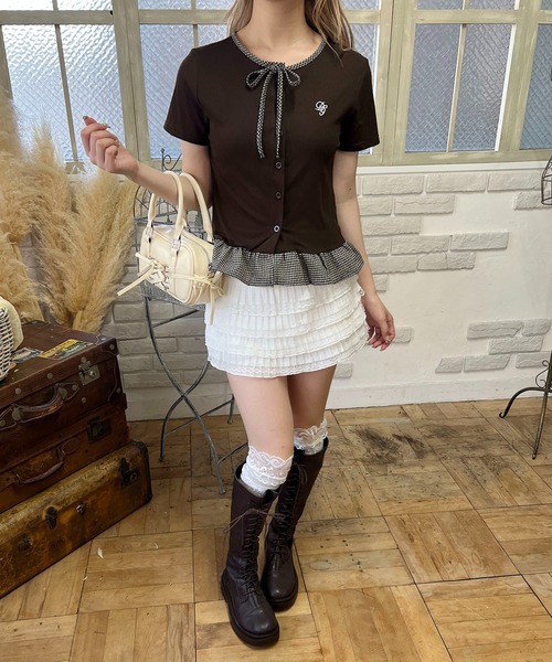 PHILLY(フィリー)の「チェック配色リボンシャツトップス(Tシャツ/カットソー・レディース・ブラック/グレー/ブラウン・FREE)」の21枚目の写真