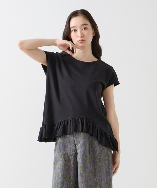 LOGEMENT DE CLAIRE(ロジュモンドクレール)の「【LOURMARIN】フリルヘムプルオーバー(Tシャツ/カットソー・レディース・ブラック/カーキ/ライトベージュ・FREE)」の2枚目の写真