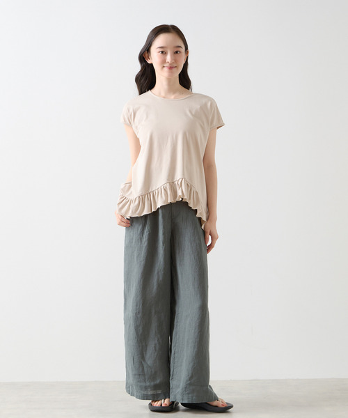 LOGEMENT DE CLAIRE(ロジュモンドクレール)の「【LOURMARIN】フリルヘムプルオーバー(Tシャツ/カットソー・レディース・ブラック/カーキ/ライトベージュ・FREE)」の4枚目の写真