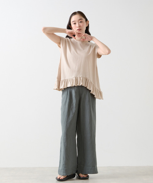 LOGEMENT DE CLAIRE(ロジュモンドクレール)の「【LOURMARIN】フリルヘムプルオーバー(Tシャツ/カットソー・レディース・ブラック/カーキ/ライトベージュ・FREE)」の5枚目の写真