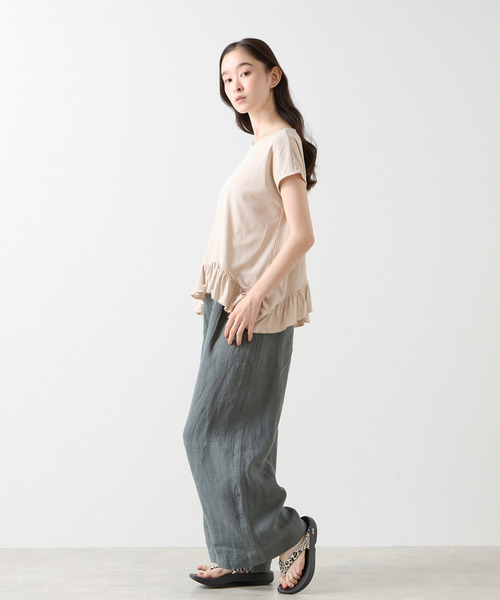 LOGEMENT DE CLAIRE(ロジュモンドクレール)の「【LOURMARIN】フリルヘムプルオーバー(Tシャツ/カットソー・レディース・ブラック/カーキ/ライトベージュ・FREE)」の6枚目の写真