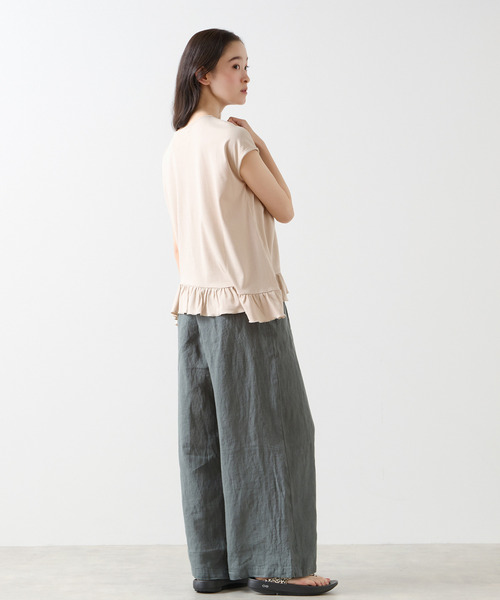 LOGEMENT DE CLAIRE(ロジュモンドクレール)の「【LOURMARIN】フリルヘムプルオーバー(Tシャツ/カットソー・レディース・ブラック/カーキ/ライトベージュ・FREE)」の10枚目の写真