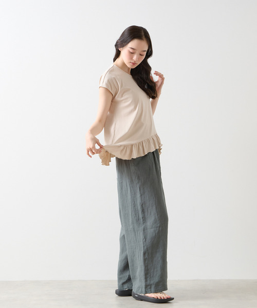 LOGEMENT DE CLAIRE(ロジュモンドクレール)の「【LOURMARIN】フリルヘムプルオーバー(Tシャツ/カットソー・レディース・ブラック/カーキ/ライトベージュ・FREE)」の11枚目の写真