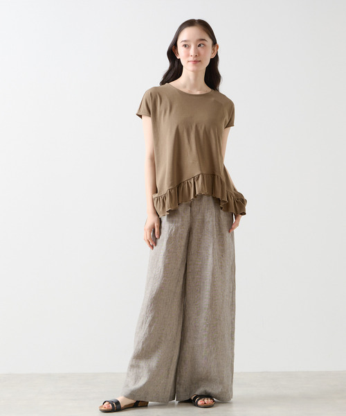 LOGEMENT DE CLAIRE(ロジュモンドクレール)の「【LOURMARIN】フリルヘムプルオーバー(Tシャツ/カットソー・レディース・ブラック/カーキ/ライトベージュ・FREE)」の13枚目の写真