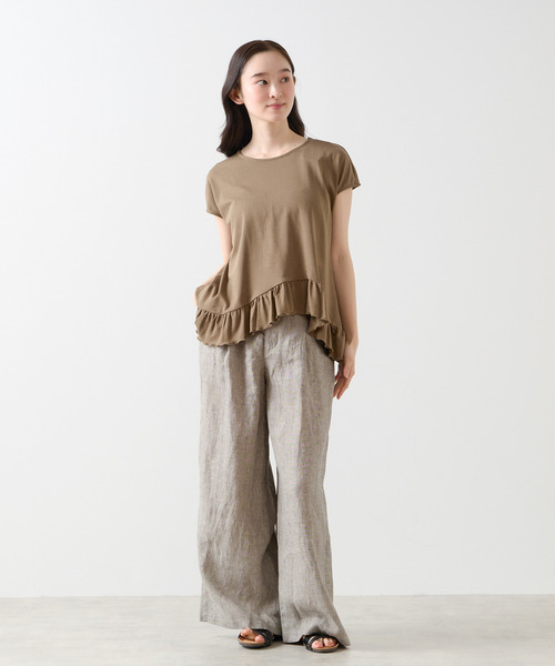 LOGEMENT DE CLAIRE(ロジュモンドクレール)の「【LOURMARIN】フリルヘムプルオーバー(Tシャツ/カットソー・レディース・ブラック/カーキ/ライトベージュ・FREE)」の15枚目の写真