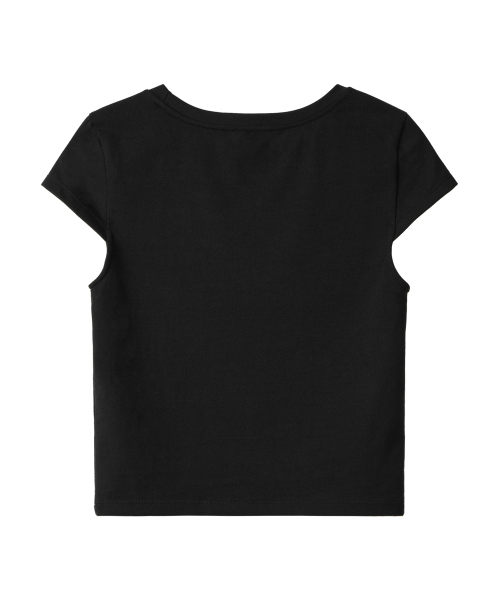 WOOALONG（ウアロン）の「Slim cotton square neck cap t-shirts - BLACK（Tシャツ/カットソー・レディース・ブラック・SMALL/MEDIUM）」の5枚目の写真