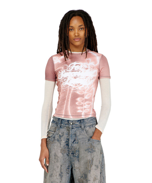 DIESEL(ディーゼル)の「ウィメンズ 半袖トップ T-ELE-LONG-AA4(Tシャツ/カットソー・レディース・ピンク系その他/グレー系その他・X-SMALL/SMALL/MEDIUM/LARGE/X-LARGE)」の5枚目の写真