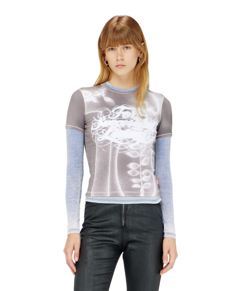 DIESEL(ディーゼル)の「ウィメンズ 半袖トップ T-ELE-LONG-AA4(Tシャツ/カットソー・レディース・ピンク系その他/グレー系その他・X-SMALL/SMALL/MEDIUM/LARGE/X-LARGE)」の10枚目の写真