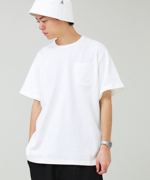 GEVACO(ゲバコ)の「【GEVACO/ゲバコ】ベーシックオープンエンド天竺ポケット刺繍Tシャツ(Tシャツ/カットソー・メンズ・ホワイト/ネイビー/イエロー・M/L)」の5枚目の写真