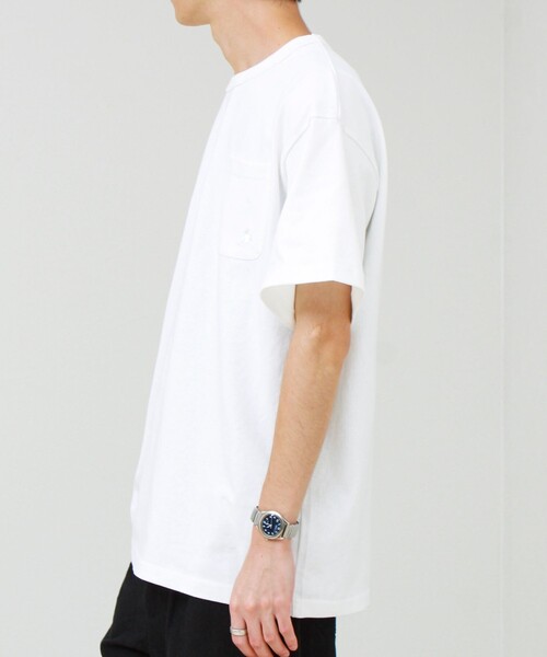 GEVACO(ゲバコ)の「【GEVACO/ゲバコ】ベーシックオープンエンド天竺ポケット刺繍Tシャツ(Tシャツ/カットソー・メンズ・ホワイト/ネイビー/イエロー・M/L)」の6枚目の写真