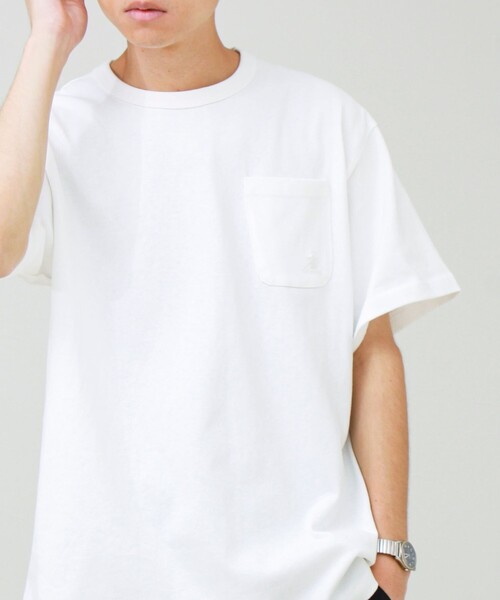 GEVACO(ゲバコ)の「【GEVACO/ゲバコ】ベーシックオープンエンド天竺ポケット刺繍Tシャツ(Tシャツ/カットソー・メンズ・ホワイト/ネイビー/イエロー・M/L)」の8枚目の写真