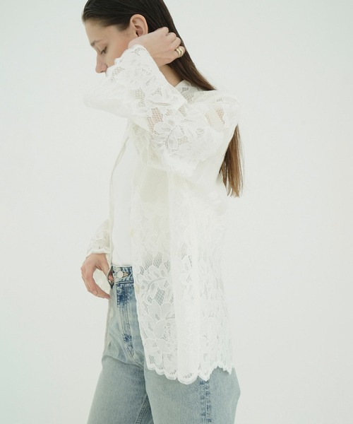 CLANE(クラネ)の「FLOWER LACE WIDE SHIRT JACKET(その他アウター・レディース・ホワイト/ブラック/ブラウン・1/2)」の8枚目の写真