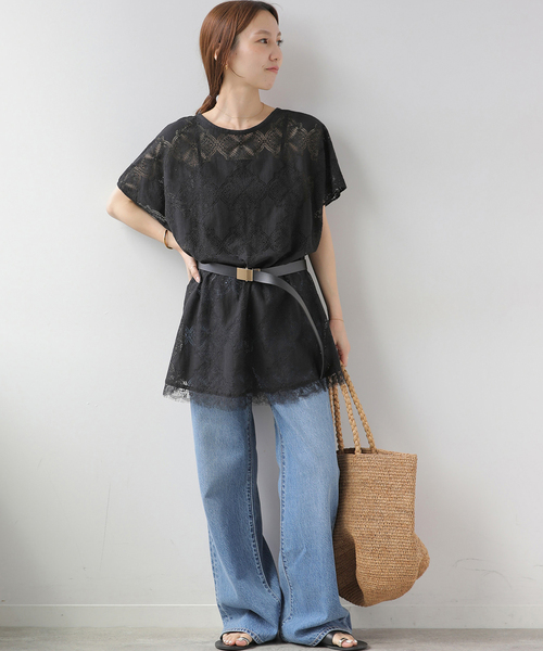 JOURNAL STANDARD relume(ジャーナルスタンダード レリューム)の「レースポンチョプルオーバー(シャツ/ブラウス・レディース・ホワイト/ブラック・FREE)」の3枚目の写真