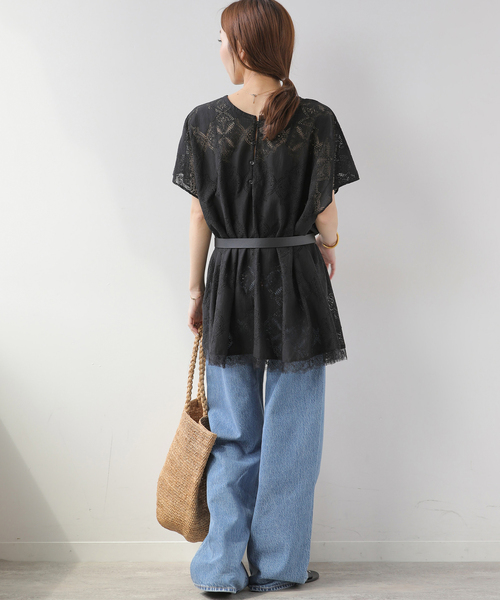 JOURNAL STANDARD relume(ジャーナルスタンダード レリューム)の「レースポンチョプルオーバー(シャツ/ブラウス・レディース・ホワイト/ブラック・FREE)」の5枚目の写真