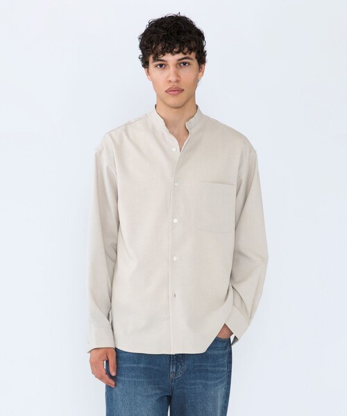 City Ambient Products(シティアンビエントプロダクツ)の「City Ambient Products: アムンゼン バンドカラー ロングスリーブシャツ(シャツ/ブラウス・メンズ・ライトブルー/ライトグレー/チャコールグレー・MEDIUM/LARGE/SMALL)」の3枚目の写真
