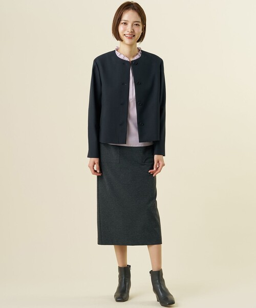 J.PRESS Ladies(J.プレス レディス)の「【オンオフ使える】MULTI DRY クロス ノーカラー ジャケット(ノーカラージャケット・レディース・ライトグレー系/ネイビー系・XS/S)」の7枚目の写真