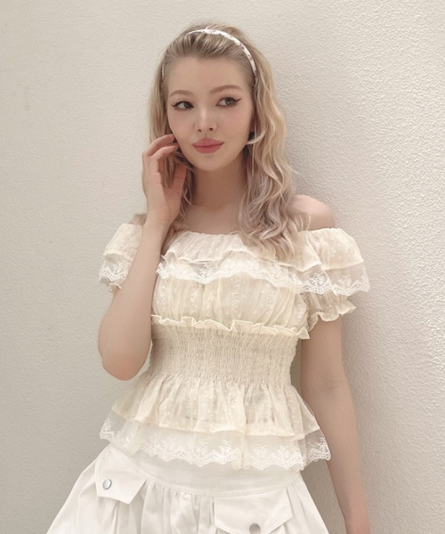 MORE self LOVE（モアセルフラブ）の「ドットシアーブラウス（シャツ/ブラウス・レディース・オフホワイト/ベージュ・FREE）」の5枚目の写真
