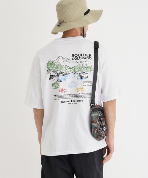 Right-on(ライトオン)の「「CAMP7」手書き風バックプリントTシャツ(Tシャツ/カットソー・メンズ・ライトグレー/ブラック/ホワイト・04/05/06)」の1枚目の写真