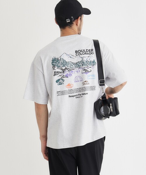 Right-on(ライトオン)の「「CAMP7」手書き風バックプリントTシャツ(Tシャツ/カットソー・メンズ・ライトグレー/ブラック/ホワイト・04/05/06)」の3枚目の写真