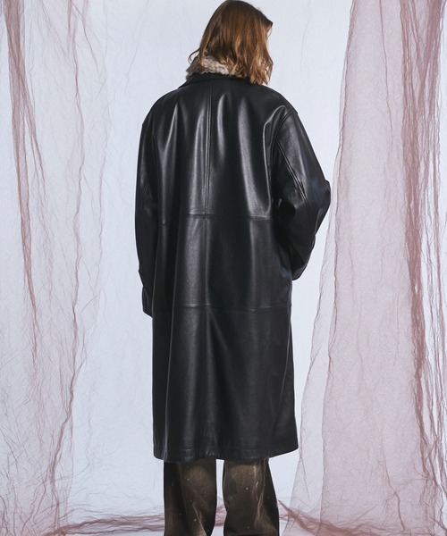 MAISON SPECIAL(メゾンスペシャル)の「《UNISEX》Sheep Leather Prime-Over Long coat/シープレザープライムオーバーロングコート【MAISON SPECIAL/メゾンスペシャル】(トレンチコート・メンズ・ブラック・0/1/2)」の16枚目の写真