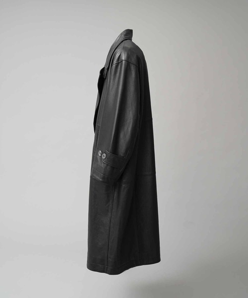 MAISON SPECIAL(メゾンスペシャル)の「《UNISEX》Sheep Leather Prime-Over Long coat/シープレザープライムオーバーロングコート【MAISON SPECIAL/メゾンスペシャル】(トレンチコート・メンズ・ブラック・0/1/2)」の3枚目の写真