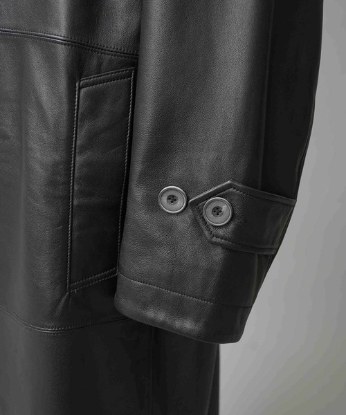 MAISON SPECIAL(メゾンスペシャル)の「《UNISEX》Sheep Leather Prime-Over Long coat/シープレザープライムオーバーロングコート【MAISON SPECIAL/メゾンスペシャル】(トレンチコート・メンズ・ブラック・0/1/2)」の8枚目の写真