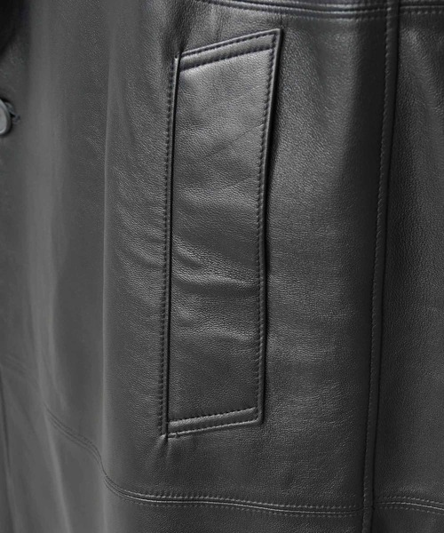 MAISON SPECIAL(メゾンスペシャル)の「《UNISEX》Sheep Leather Prime-Over Long coat/シープレザープライムオーバーロングコート【MAISON SPECIAL/メゾンスペシャル】(トレンチコート・メンズ・ブラック・0/1/2)」の9枚目の写真