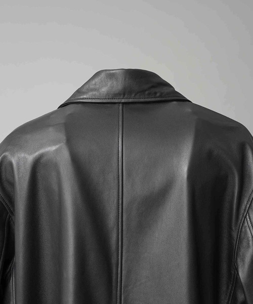 MAISON SPECIAL(メゾンスペシャル)の「《UNISEX》Sheep Leather Prime-Over Long coat/シープレザープライムオーバーロングコート【MAISON SPECIAL/メゾンスペシャル】(トレンチコート・メンズ・ブラック・0/1/2)」の10枚目の写真
