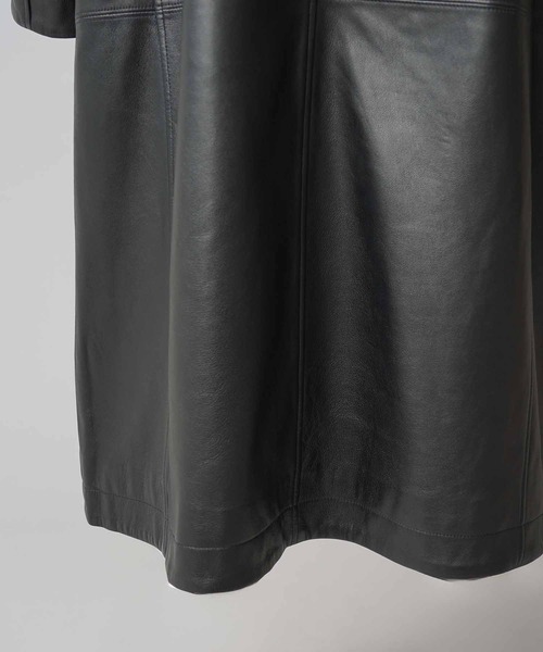 MAISON SPECIAL(メゾンスペシャル)の「《UNISEX》Sheep Leather Prime-Over Long coat/シープレザープライムオーバーロングコート【MAISON SPECIAL/メゾンスペシャル】(トレンチコート・メンズ・ブラック・0/1/2)」の11枚目の写真