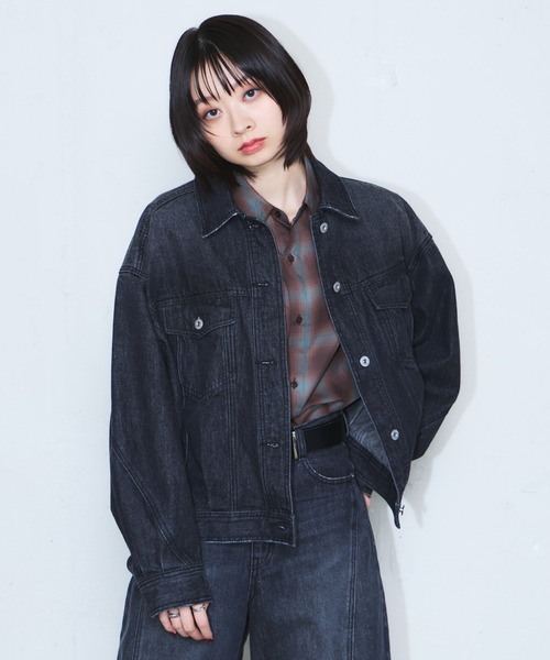 PAGEBOY(ページボーイ)の「コクーンGジャン/デニムジャケット【セットアップ対応】(デニムジャケット・レディース・ブラウン/ブルー/ブラック・FREE)」の20枚目の写真