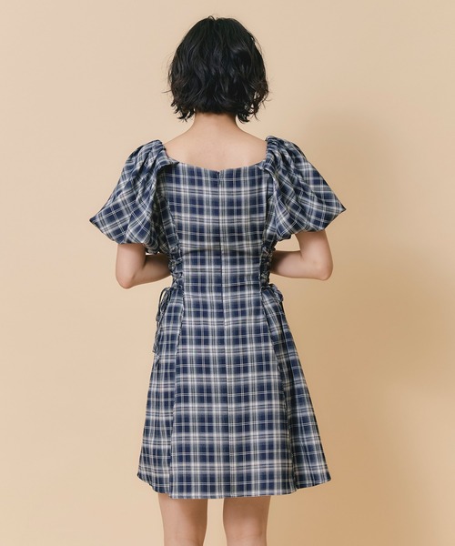 REDYAZEL(レディアゼル)の「サイドレースアップチェックミニフレアワンピース(ワンピース・レディース・ブラウン系その他/ブルー系その他/レッド系その他・FREE)」の22枚目の写真