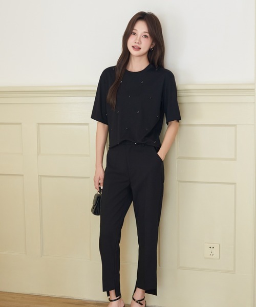 BIRTHDAY BASH(バースデイバッシュ)の「SCATTERED BIJOU TOPS(スキャッタードビジュートップス)(Tシャツ/カットソー・レディース・ブラック/ホワイト・FREE)」の22枚目の写真