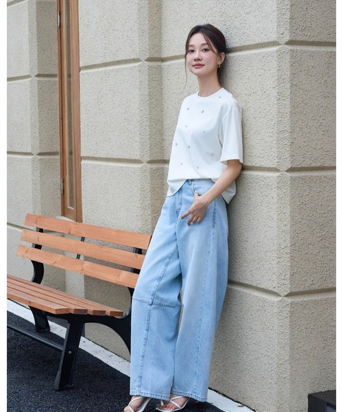 BIRTHDAY BASH(バースデイバッシュ)の「SCATTERED BIJOU TOPS(スキャッタードビジュートップス)(Tシャツ/カットソー・レディース・ブラック/ホワイト・FREE)」の10枚目の写真