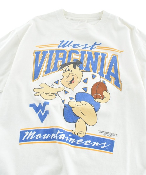 VINTAGE(ヴィンテージ)の「【USED】90’s The Flintstones “WEST VIRGINIA” カレッジ アメフト Tシャツ USA製(Tシャツ/カットソー・メンズ・ホワイト・LARGE)」の2枚目の写真