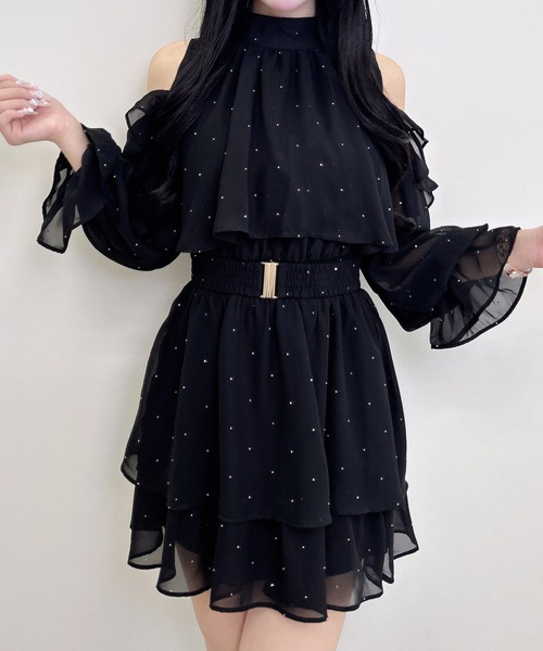 INGNI（イング）の「ベルト付肩あきフリルミニワンピース（ワンピース・レディース・ブラック系/ブラック/ブラウン系その他2・M）」の5枚目の写真