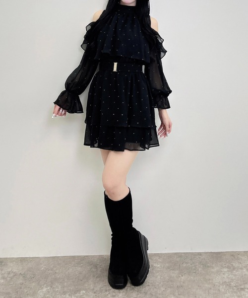 INGNI（イング）の「ベルト付肩あきフリルミニワンピース（ワンピース・レディース・ブラック系/ブラック/ブラウン系その他2・M）」の7枚目の写真