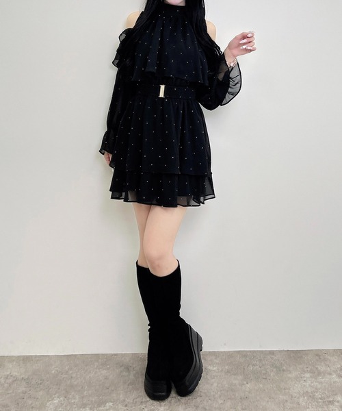 INGNI（イング）の「ベルト付肩あきフリルミニワンピース（ワンピース・レディース・ブラック系/ブラック/ブラウン系その他2・M）」の8枚目の写真