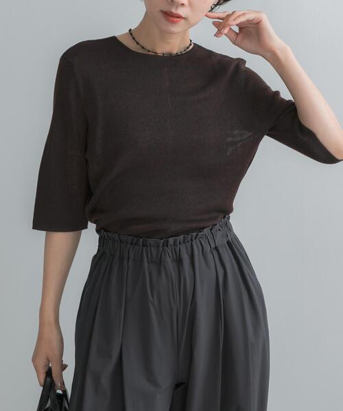 URBAN RESEARCH ROSSO WOMEN（アーバンリサーチ　ロッソ）の「ELENDEEK　2WAY SHEER KNIT（ニット/セーター・レディース・ブラウン/チャコールグレー/ブルー・FREE）」の2枚目の写真