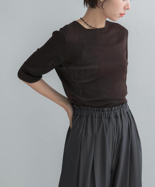 URBAN RESEARCH ROSSO WOMEN（アーバンリサーチ　ロッソ）の「ELENDEEK　2WAY SHEER KNIT（ニット/セーター・レディース・ブラウン/チャコールグレー/ブルー・FREE）」の6枚目の写真