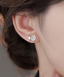 【MASHIRO】カラーローズモチーフスターダストペアピアス(MA/EK172)