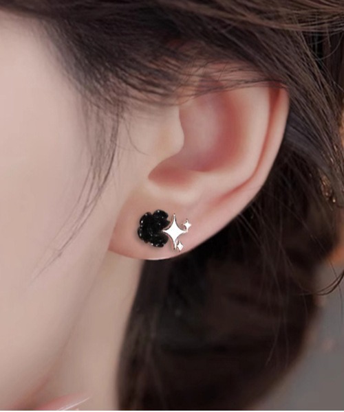 MASHIRO(マシロ)の「【MASHIRO】カラーローズモチーフスターダストペアピアス(MA/EK172)(ピアス(両耳用)・レディース・ブルー/ブラック/ピンク/ホワイト・FREE)」の2枚目の写真