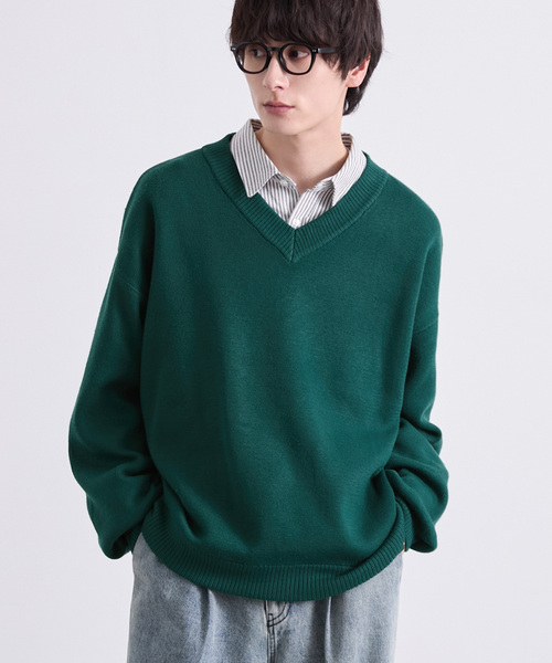 EMMA CLOTHES(エマクローズ)の「ミラノリブVネックニット〈ウォッシャブル〉(ニット/セーター・メンズ・グレー/ブラック/レッド/オフホワイト/グリーン/ブラウン・S/L/M)」の1枚目の写真