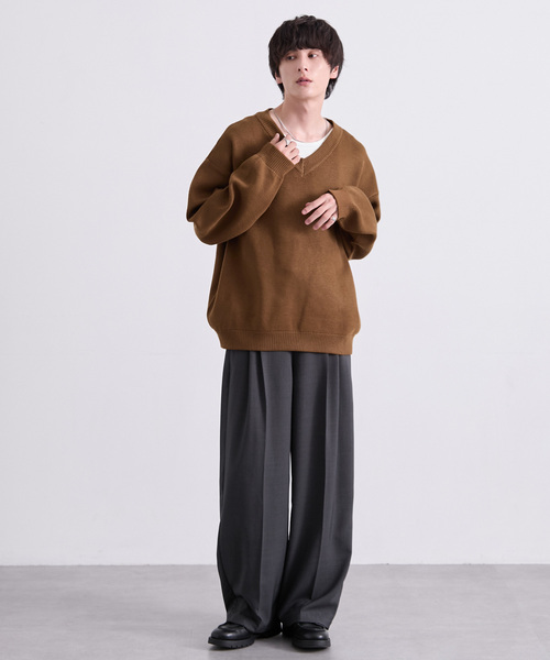 EMMA CLOTHES(エマクローズ)の「ミラノリブVネックニット〈ウォッシャブル〉(ニット/セーター・メンズ・グレー/ブラック/レッド/オフホワイト/グリーン/ブラウン・S/L/M)」の18枚目の写真
