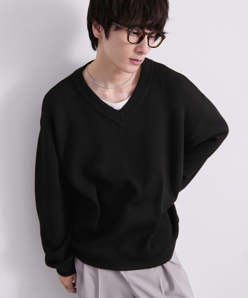 EMMA CLOTHES(エマクローズ)の「ミラノリブVネックニット〈ウォッシャブル〉(ニット/セーター・メンズ・グレー/ブラック/レッド/オフホワイト/グリーン/ブラウン・S/L/M)」の7枚目の写真