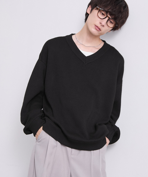 EMMA CLOTHES(エマクローズ)の「ミラノリブVネックニット〈ウォッシャブル〉(ニット/セーター・メンズ・グレー/ブラック/レッド/オフホワイト/グリーン/ブラウン・S/L/M)」の8枚目の写真