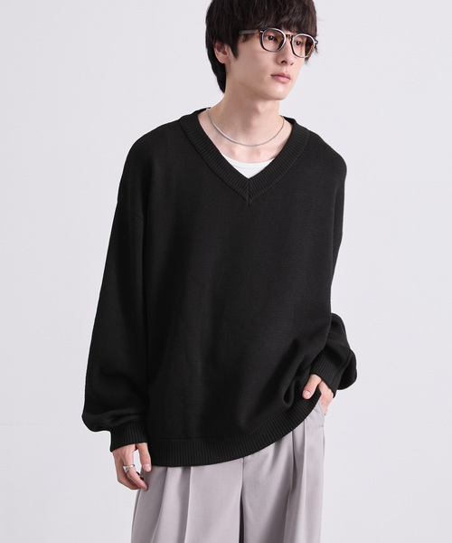 EMMA CLOTHES(エマクローズ)の「ミラノリブVネックニット〈ウォッシャブル〉(ニット/セーター・メンズ・グレー/ブラック/レッド/オフホワイト/グリーン/ブラウン・S/L/M)」の9枚目の写真