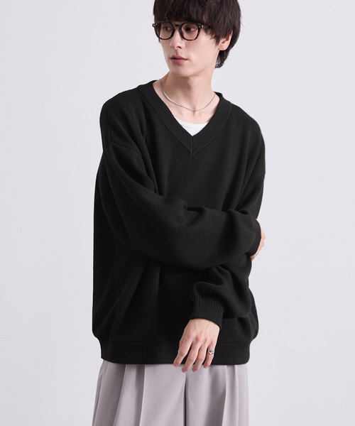 EMMA CLOTHES(エマクローズ)の「ミラノリブVネックニット〈ウォッシャブル〉(ニット/セーター・メンズ・グレー/ブラック/レッド/オフホワイト/グリーン/ブラウン・S/L/M)」の10枚目の写真
