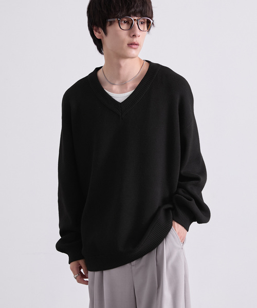 EMMA CLOTHES(エマクローズ)の「ミラノリブVネックニット〈ウォッシャブル〉(ニット/セーター・メンズ・グレー/ブラック/レッド/オフホワイト/グリーン/ブラウン・S/L/M)」の11枚目の写真